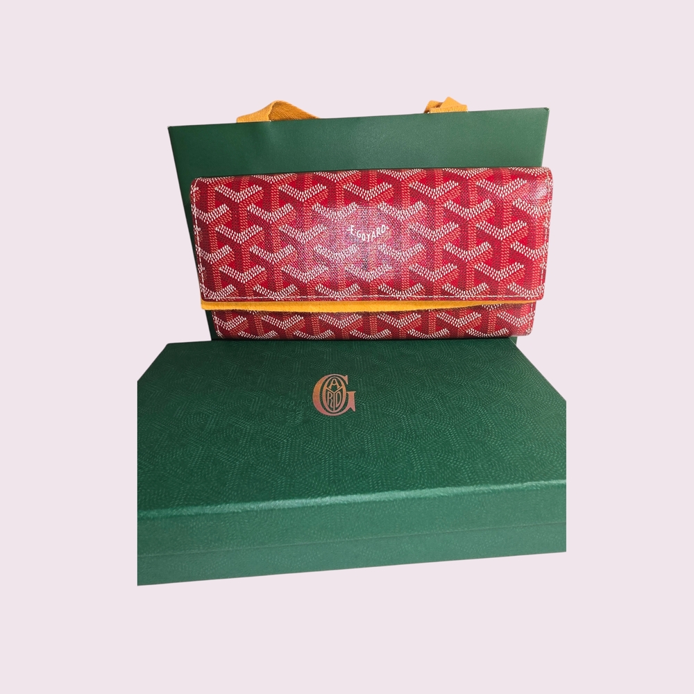 Goyard Red Wallet Vibrant Geometric Design